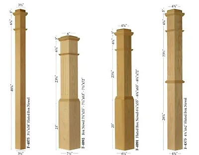 Red Oak/Poplar Fluted Box Newel Post For Remodel Rail Parts Free Shipping  • $180