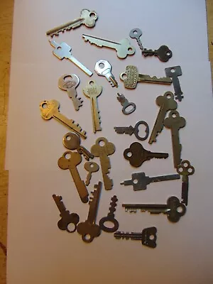 Vintage Antique Keys Lot Of 25 Skeleton Safe Deposit Box Etc Brass & Steel-W • $7