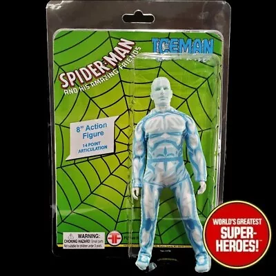 Mego Spider-Man Iceman Custom W/ Card Backing & Clamshell WGSH 8  Action Figure • $129.99