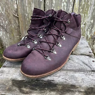 TEVA Leather Boots De La Vina Dos Alpine Low Waterproof  SZ 8.5 Deep Wine Purple • $48.99