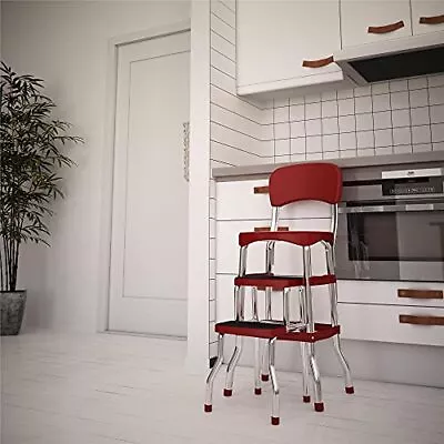 Retro Counter Chair/Step Stool Sliding Red • $118.20