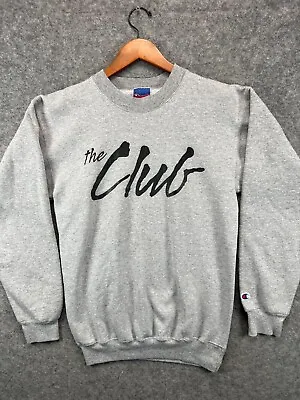 Champion The Club Sweatshirt VTG Mens Small Gray Spell Out Pullover Long Sleeve • $15.99