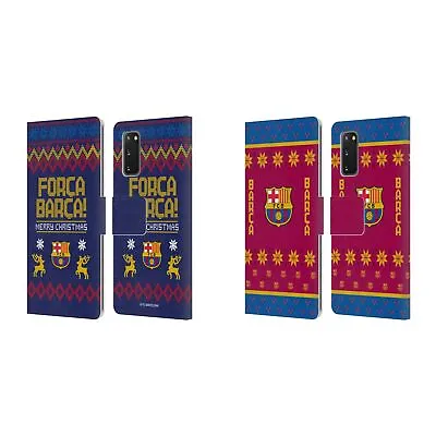 Official Fc Barcelona Christmas Jumper Leather Book Case For Samsung Phones 1 • £19.95