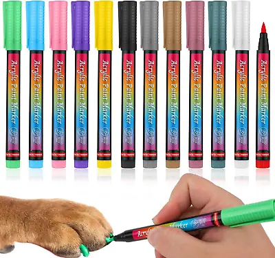 Dog Nail Polish Pens Quick Dry 12 Colors Dog Safe Nail Polish Set Acrylic Paint • $15.65