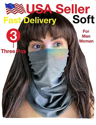 3 Pcs Multi-use Tube Scarf Bandana Head Face Mask Neck Gaiter Head Wear Gray • $9.99