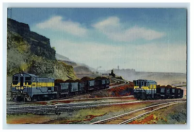 C1930s Train Diesel Locomotives Hull-Rust Mine Hibbing Minnesota MN Postcard • $14.98