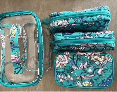 Vera Bradley 4 Pc. Cosmetic Organizer Peacock Garden • $49.95