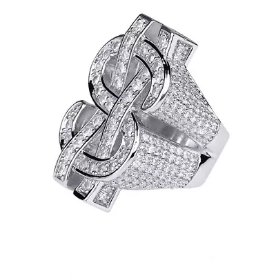 Hip Hop Dollar Symbol Casting Rings 18K Real Gold Plated Jewelry Cool Men Gift • $27.59