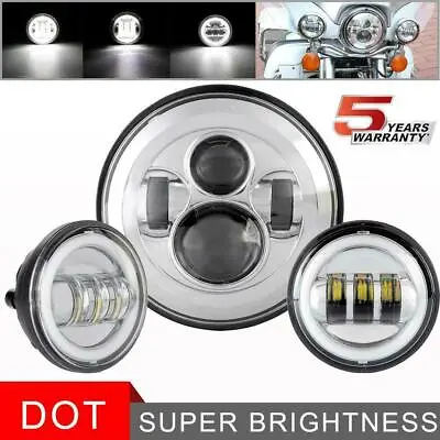 $66.14 • Buy 7 LED Headlight + 4  Passing Fog Lights For Harley Road King Ultra Electra Glide