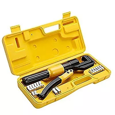 10 Ton Hydraulic Wire Battery Cable Lug Terminal Crimper Crimping Tool 9 Dies... • $49.76