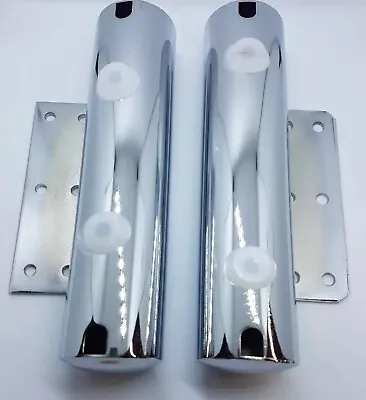 2 X Chrome Feet Tube / Pipe Design Furniture Legs For Sofa Beds Chairs Cabin • £3.99