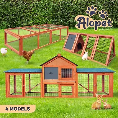 Alopet Rabbit Hutch Chicken Coop Large Hutches House Pet Run Cage Wooden Outdoor • $189.90