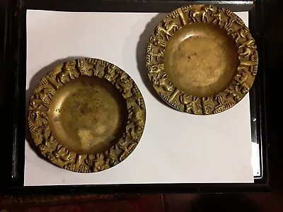 Estate Pair Of Old Antique Middle Eastern Bronze Plates   • $60