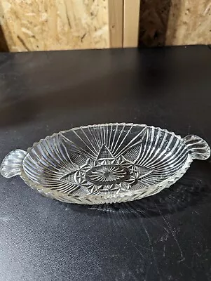 Vintage Clear Glass Banana Split Boat Relish Sawtooth Edge Dish • $21