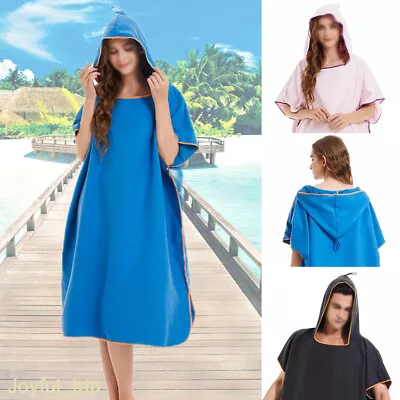 £9.89 • Buy Unisex Beach Towel Changing Robe Bath Hooded Quick Dry Poncho Bathrobe Cloak