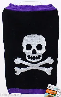 Halloween Martha Stewart Black & Purple Skull Crossbones Sweater Pet Dog Small • $23.99