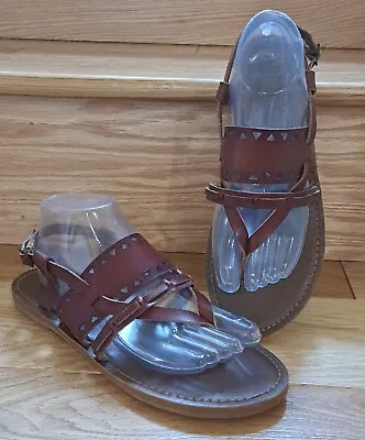 Mossimo Dark Brown Flat Thong Sandals Cutout Design Size 9 • $15