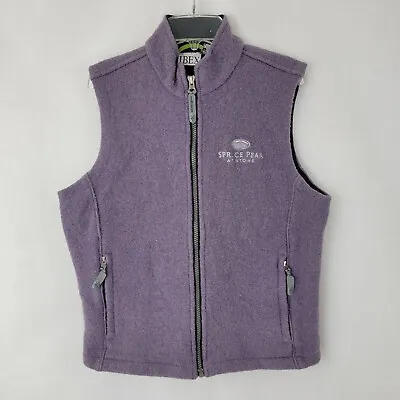 IBEX Womens MEDIUM Vest Full Zip PURPLE Wool USA Pockets SPRUCE PEAK Embroidery • $74.99