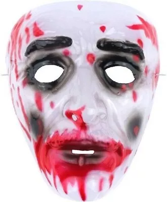 Halloween Mask Scary Clear Blood Horror Zombie Plastic Mask Fancy Dress 3Pack • £12.99