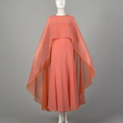 Medium 1970s Malcolm Starr Evening Gown Elegant Glamor Cape Bohemian Formal VTG • $1350