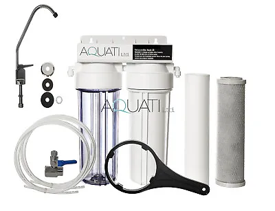 Aquati 2 STAGE UNDER SINK HOME DRINKING WATER FILTER SYSTEM WITH ACCESSORIES • £47.27