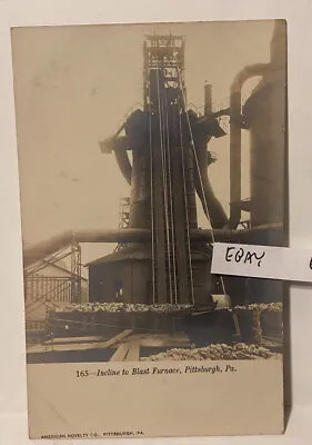 Early Pittsburgh Pa Incline To Steel Mill Blast Furnace Rppc Real Photo Postcard • $12.80
