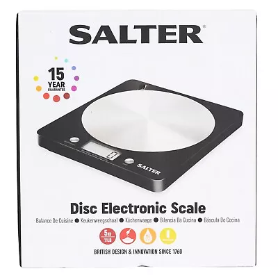 Salter Black Kitchen Weighing Scales With Stainless Steel Platform • £20