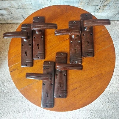 £30 • Buy Fab Vintage Antique Art Deco Brown Bakelite Lever Door Handles-3 Pairs Available