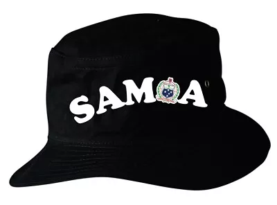 Samoa  Bucket Hat Black Large/Extra Lg  Bucket Hat Islander Samoa Coat Of Arms • $21.95