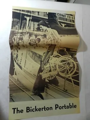 VINTAGE 1970's BICKERTON PORTABLE BICYCLE ADVERTISING POSTER- VINTAGE BIKE- RARE • $55