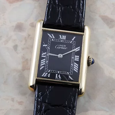 Cartier Must Tank Lm Black Rome Dial Manual Winding Vintage Antique Watch • $3233.13