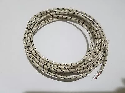 5 Feet Vintage Braided Cloth Covered Primary Wire 18 Ga Gauge White W/ Black • $2.99