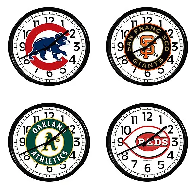 MLB Team Logo Wall Clock 10  Round Black Plastic Finish Man Cave Baseball Games • $64.88