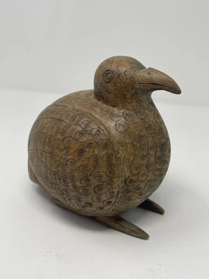 $34.99 • Buy Vintage Hand Painted Carved Wood Fat Little Bird Folk Art Sculpture Quail