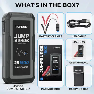 TODDON 1500A Car Jump Starter Power Bank Battery Charger 12V Booster Portable UK • £64.99