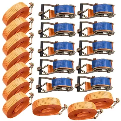 X10pcs 50MM 8M 5T Heavy Duty Ratchet Strap 50mm Tie Down 5000KG 8 Metre 5 Ton 5T • £95.99