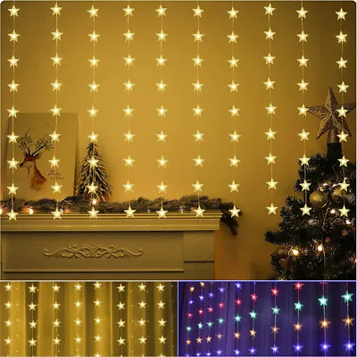 £7.99 • Buy 100LED Curtain Lights Star String Fairy Light Remote Control Christmas Decor DIY