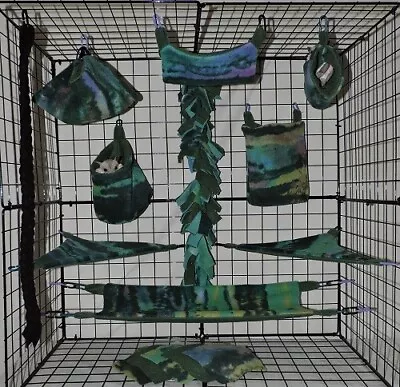 Green Waters Tie Dye*15 PC Sugar Glider Cage Set * Rat * Double Layer Fleece • $36.55