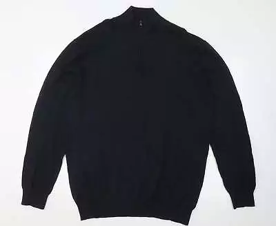 Charles Wilson Mens Blue Mock Neck Cotton Pullover Jumper Size 2XL • £7.25