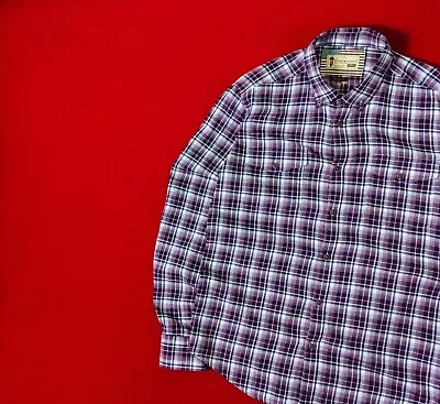 BARBOUR X STEVE MCQUEEN Men 100% Cotton Flannel Plaid Size S - M Red Check Shirt • $50