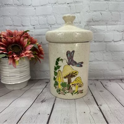 Vintage Hobbiest Hand Painted Mushroom Ceramic Cookie Jar Canister • $38.77