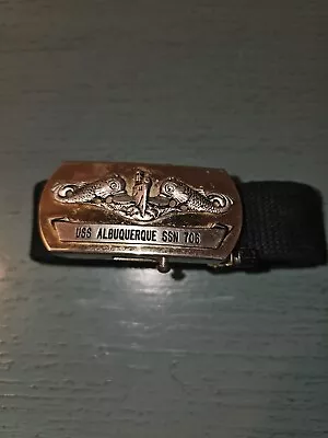 Vintage USS Albuquerque SSN 706 Navy Belt & Buckle • $50