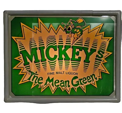 Mickeys Fine Malt Liquor  The Mean Green  Lighted Beer Sign VINTAGE 1984 • $179.99