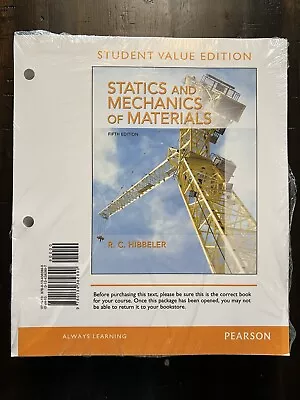 Statics And Mechanics Of Materials (5th Ed.) Student Value Edition RC Hibbeler • $50