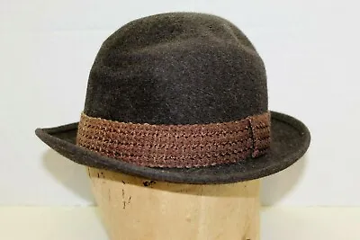 Vintage 1950's Chocolate Brown Wool Penny's Marathon Fedora Hat Band Size 7  • $85