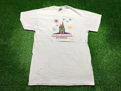 $6.04 • Buy Vintage 90s Orlando Florida Vacation Graphic Tee T-Shirt Disney World Medium 