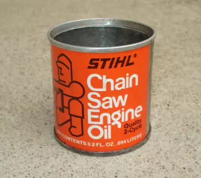 Vintage 3.2OZ STIHL Chain Saw Engine Oil Advertising Tin Metal Can Empty • $25