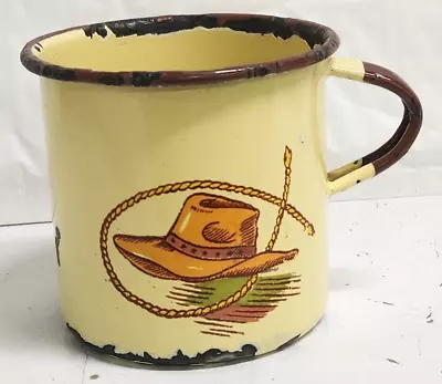 Vintage Monterrey Western Ware Enamelware Cup/ Mug Cowboy Chuckwagon • $19.99