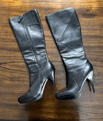 Via Spiga Heel Sexy Black Leather Boots 7.5 • $74