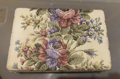 Vintage Floral Tapestry Music Jewellery Box/Organiser W/ Key • $30